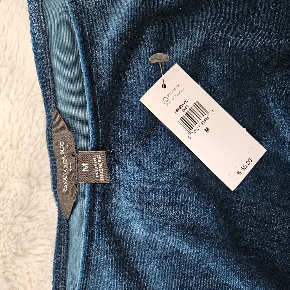 Banana Republic Teal Velvet Cowl Neck Tank Blouse ~M~ NWT! - Picture 2 of 7